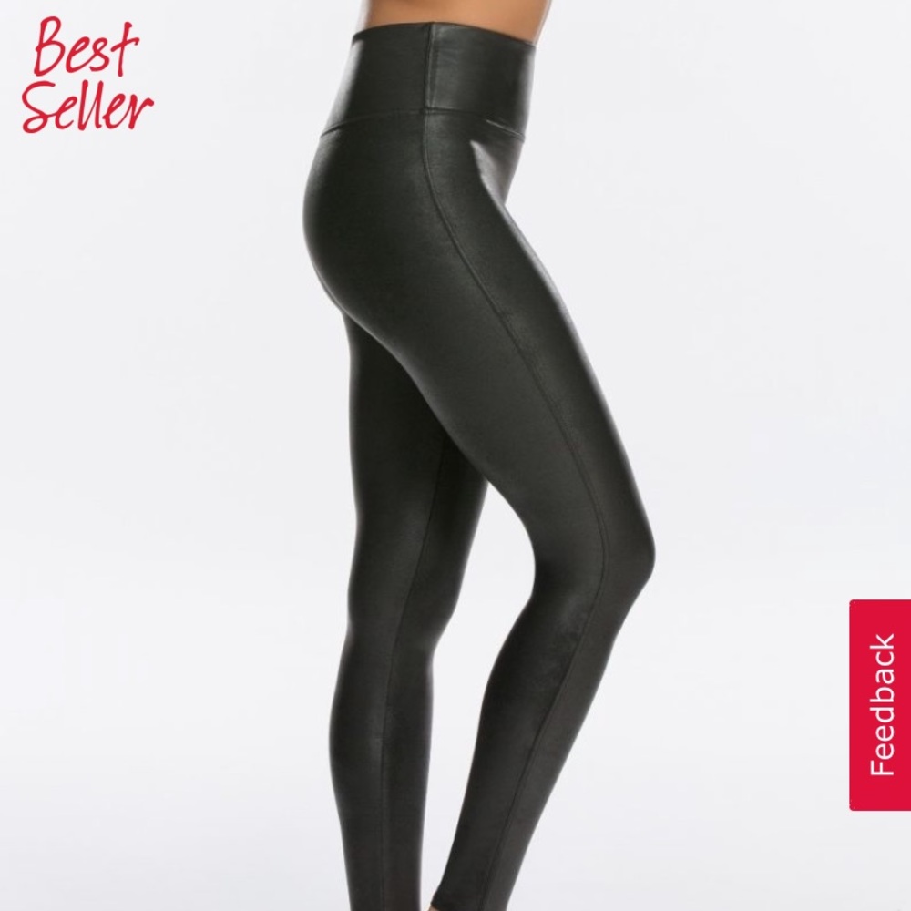Faux leather spanx leggings